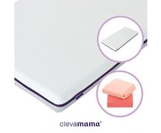 ClevaMama Matelas Cool Gel Lit Bébé avec 2 Draps Housse Corail en Coton avec de l Élastique, 70 x 140 cm (bundle)