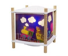 TROUSSELIER - Train du Voyage - Veilleuse - Lanterne ReVOLUTION 2.0 - Cadeau Enfant - Projecteur d’Etoiles Musical - Musique & Histoire du soir en Streaming - Détecte les Pleurs - Rechargeable