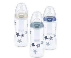 NUK First Choice Plus Édition limitée Lot de 3 biberons en silicone 300 ml, avec tétines en silicone, Couleur assortie , 0-6 mois