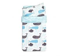 Fun with mum DUV-SET-135-SEA-ADV Parure de lit avec housse de couette et taie doreiller 100 x 135 cm