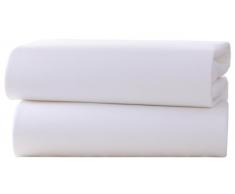 Clair de Lune Lot de 2 draps plats pour lit bébé en jersey de coton Blanc