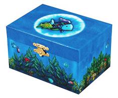 TROUSSELIER - Poisson Arc en Ciel - Boîte à Trésors & Bijoux Musicale - Idéal Cadeau Enfant - Phosphorescent - Brille dans la nuit - Musique Elfen Lied - Colori Bleu Nuit
