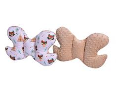 Medi Partners Coussin de nuque pour enfant 100% coton/Minky Baby pour voiture, voiture, voyage, dormir, cou, coussin (indien avec beige)