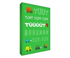 Little Helper Tüt128-21G Feel Good Art Tableau sur toile avec inscriptions Motif onomatopées Typographie moderne Vert 30 x 20 cm