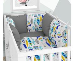 Lot de 3 housses de couette pour bébé 100 x 135 cm avec drap housse et tour de lit – 6 housses en velours pour lit bébé 70 x 140 cm