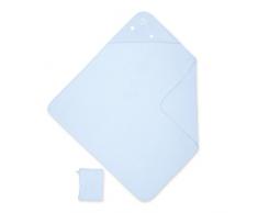 BEMINI - Ensemble de bain comprenant Cape de bain 90x90 cm + Gant de toilette - Collection Stary motifs étoiles Bleu pale - en Terry