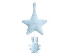 Trousselier - Boite à Musique en Tissus avec accroche pour Lit de Bébé - Etoile Musicale Ange Lapin - Bleu Ciel