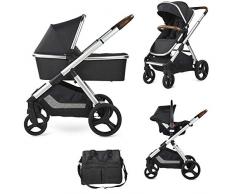 Babify One Plus Poussette 3 en 1 pour bébé, landau, chaise, groupe 0 Plus et sac à langer Denim bleu