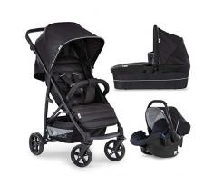 Hauck Rapid 4 Plus Trio Set Poussette Combinée 3 en 1 jusquà 25 kg avec Nacelle + Siège Auto Cosi + Poussette avec Position Couchée de 0 Mois, Poignée Réglable, Compacte - Noir