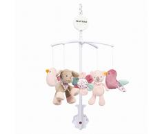 Nattou Mobile Musical avec Peluches Iris et Lali, Berceuse Douce La-Le-Lu, 48 x 7 x 15 cm, Beige/Rose/Vert