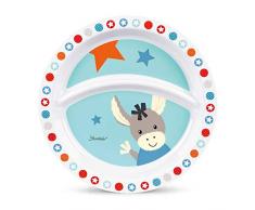 Sterntaler Assiette Bébé, Âne Emmi, Âge : Bébé dès 6 Mois, Bleu Clair/Multicolore