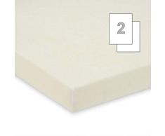 FabiMax 3541 Lot de 2 draps-Housses en éponge pour lit dappoint et Berceau Crème 90 x 40 cm