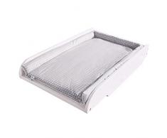 roba Plan à langer blanc avec matelas à langer avec revêtement en PU à carreaux taupe Adam&Owl, plan à langer universel à positionner sur le lit bébé 60x120cm et 70x140cm, LxP 49x82cm.