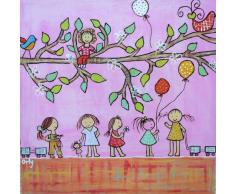 Orly Tableau pour enfant Motif fillettes Rose 40 x 40 cm