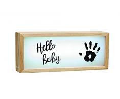 Baby Art My Baby Lightbox Boîte lumineuse à LED avec kit dempreintes, lampe LED personnalisable pour chambre, base en bois avec lumière blanche
