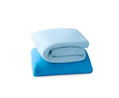 Clevamama Set de 2 Draps Housse pour Lit de Voyage en Jersey Coton Bleu 68 x 97 cm