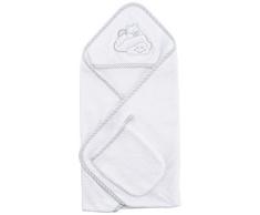 Italbaby brodée carré Serviette de toilette avec poignée, Blanc