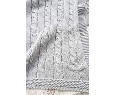 Wallaboo Couverture pour bébé Noa, Plaid, Très Doux pour Bébé, Couverture de Bébé Tricotée, 100% coton bio, 90 x 70 cm, fabriqué en Allemagne, Couleur: Gris claire