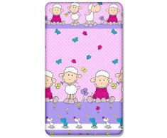 Drap-housse 100% coton avec motif imprimé pour bébé Lit Junior 160 x 70 cm (Mouton Rose)