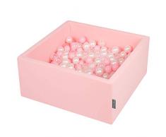 KiddyMoon 90X40cm/200 Balles ∅ 7Cm Carré Piscine À Balles pour Bébé Fabriqué en UE, Rose: Rose Poudré/Perle/Transparent