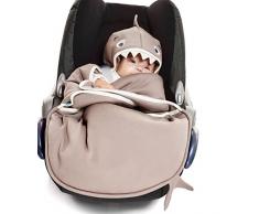 Wallaboo - Couverture Enveloppante Animal - Multi-Usages - pour Coques Bébé / Sièges Auto / pour Landaus / Poussettes ou Lits Bébé - 90 cm x 70 cm - Cotton - taupe