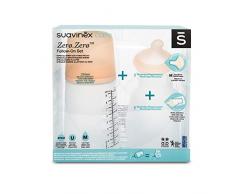 Suavinex Pack Biberon Zerø.Zerø Débit Moyen + Tétine + Poche Silicone 270 ml