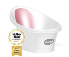 Shnuggle Baignoire pour le bain du bébé jusquà 12 mois avec bouchon sur le fond, blanc avec dossier rose - 1,2 kg