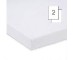FabiMax 3540 Lot de 2 draps-Housses en éponge pour lit dappoint et Berceau Blanc 90 x 40 cm