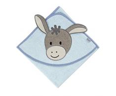 Sterntaler Cape de Bain avec Motif Âne Emmi, Âge : Dès 0 Mois, 80x80cm, Bleu Clair