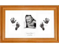Anika-Baby BabyRice Cadre photo en bois pour bébé Pin/passe-partout blanc + Kit encre pour empreinte