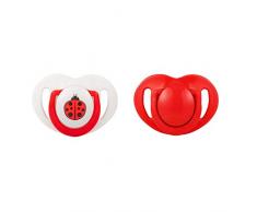 Mamajoo MMJ3695 Mamajoo Lot de 2 tétines orthodontiques en silicone 0+ M (1 coccinelle et 1 rouge) Rouge