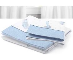 Petit Lazzari Funny Kitties Parure de lit en forme de couffin Motif animaux Bleu 35 x 75 cm