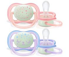 Philips Avent SCF376/12 Lot de 2 sucettes ultra air nuit - 0/6 Mois - Rose/Bleu