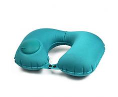 Local Makes A Comeback Oreiller gonflable portable automatique pour voyage, sac à dos et avion type Poussette en forme de U pour le cou Bleu