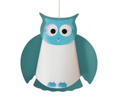 R&M Coudert Lampe Suspension Enfant Hibou Turquoise