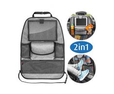 Reer 86051 Organiseur de siège auto TravelKid Entertain, avec compartiment pour tablette, anti-taches, de nombreuses poches, pour tous les sièges de voiture, même les sièges de sport Gris