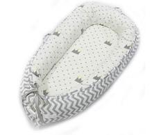 Star Ibaby Lit bébé réversible, 100% coton, anti-allergique, blanc et gris