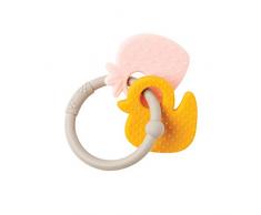 Nattou Anneau de dentition en silicone, Fraise et canard, Sans BPA, 8 x 10 x 4 cm