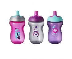Tommee Tippee Tasses Sporty dEnfant Valve Antifuites Amovible 12 mois+ Lot de 3 - Roses