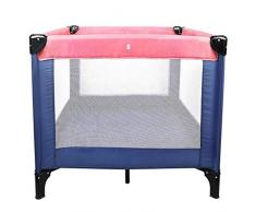 Todeco - Lit Pliable de Voyage, Parc pour Enfants - Charge maximale: 25 kg - Accessoires: (1x) Sac de transport - Standard CE, 93 x 93 x 76 cm, Rose/Bleu