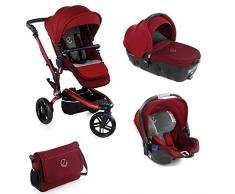 Jané Trider Poussette 3 pièces, nacelle et porte-bébé homologués et poussette 3 roues, avec sac et plastique de pluie, pliage compact, frein à main, hamac réversible, unisexe