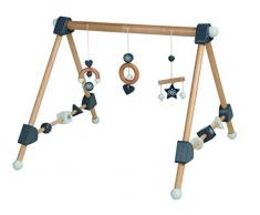 roba Arceau de jeu en bois et MDF laqué, pour apprendre à agripper et développer les sens, avec 3 éléments de jeu suspendus réglables en hauteur et jouets pour bébé en bois, HxLxP: 48x61x59cm.