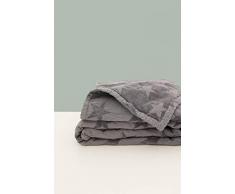 Kadolis Couverture en Coton Bio et Maille Chenille Star Gris 75 x 100 cm