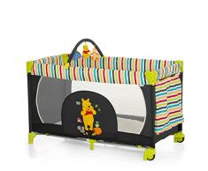 Hauck / Dream N Play Go/ Lit Parapluie 5 Pièces/ 102 x 60 cm/ Naissance à 15 kg/ avec Roues, Matelas, Sac de Transport, Arc Jeu, Poche/ Pliable/ Léger/ Inversable/ Pooh Tidy Time (Noir Multicolore)