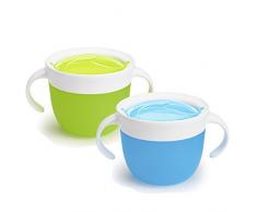 Munchkin Bol à Collation avec Couvercle Anti-dégâts, 266 ml,, bleu/vert, lot de 2