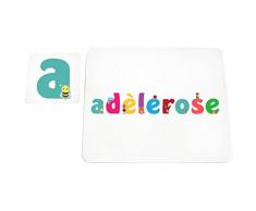 Little Helper Napperon avec Coaster Style Illustratif Coloré avec le Nom de Jeune Fille Adèlerose