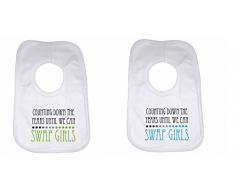 Counting Down The ans jusquà ce que nous Pouvons remplacer Filles – personnalisé pour bébé fille, bavoir pour garçons, filles, cadeaux de naissance – Blanc