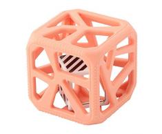 MALARKEY KIDS Kids Hochet Cube de Dentition en Silicone Alimentaire Facile à Agripper Pêche Rose 1 Unité