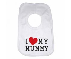 I Love My Mummy – personnalisé pour bébé fille, bavoir pour garçons, filles, cadeaux de naissance – Blanc