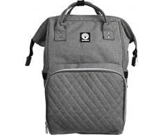 The Original Dooky Sac à dos spacieux multifonction avec matelas à langer portable pour le change de bébé, gris chiné – 500 ml
